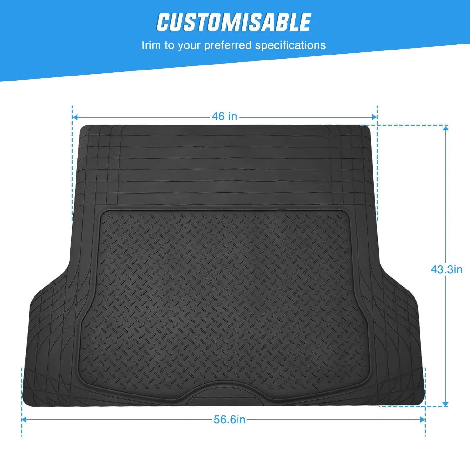 56X43 Inch Rubber Cargo Mats Universal Trim to fit Most Vehicles