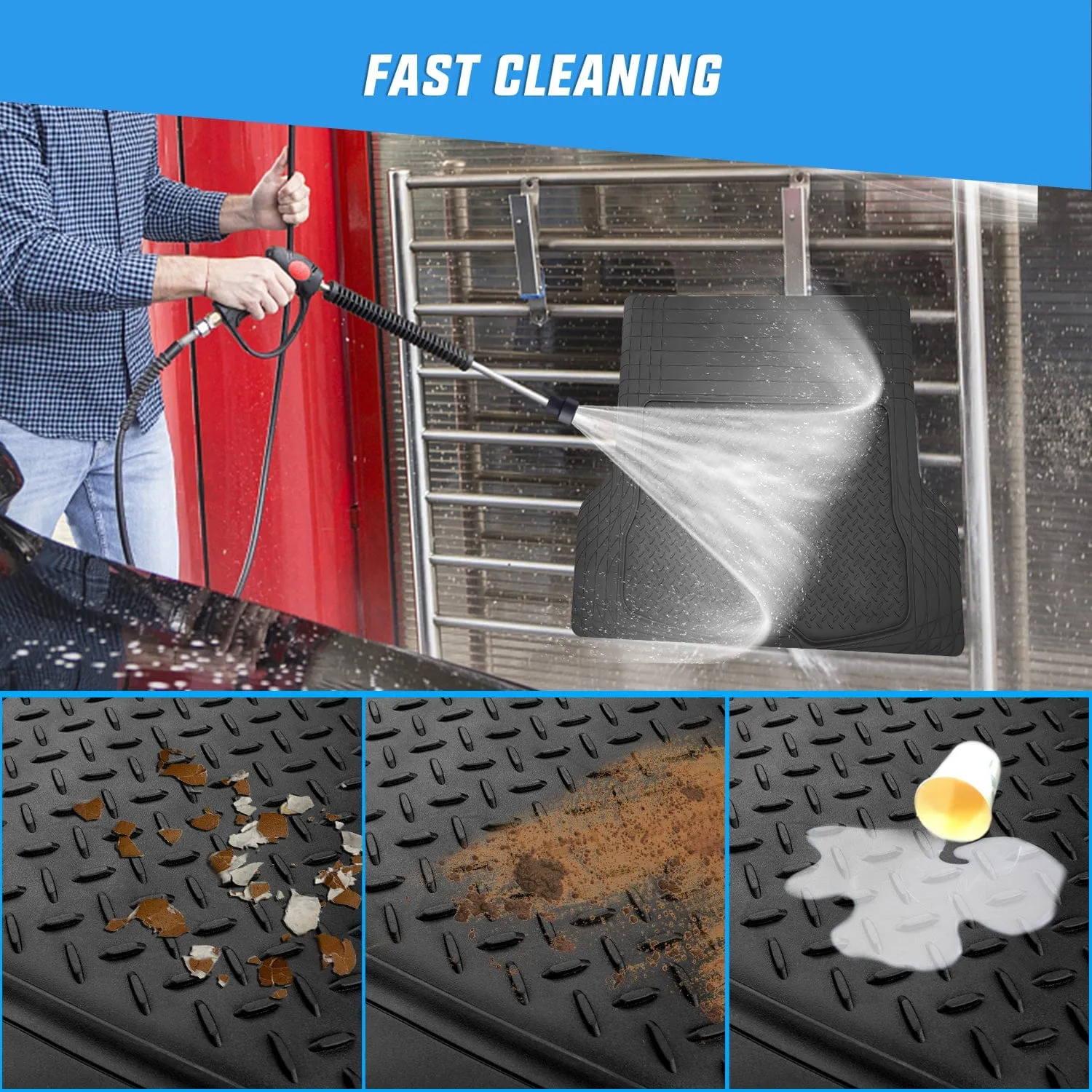 56X43 Inch Rubber Cargo Mats Universal Trim to fit Most Vehicles
