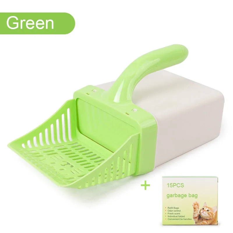 Best Cat Litter Scooper with Built-in Bag Cat Shovel Cleaning Poop