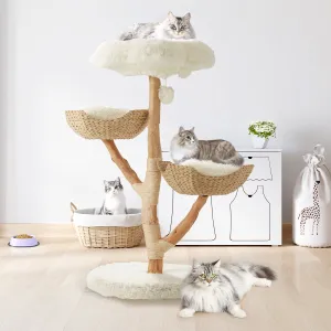 EROMMY Wood Cat Tower with Scratching Post