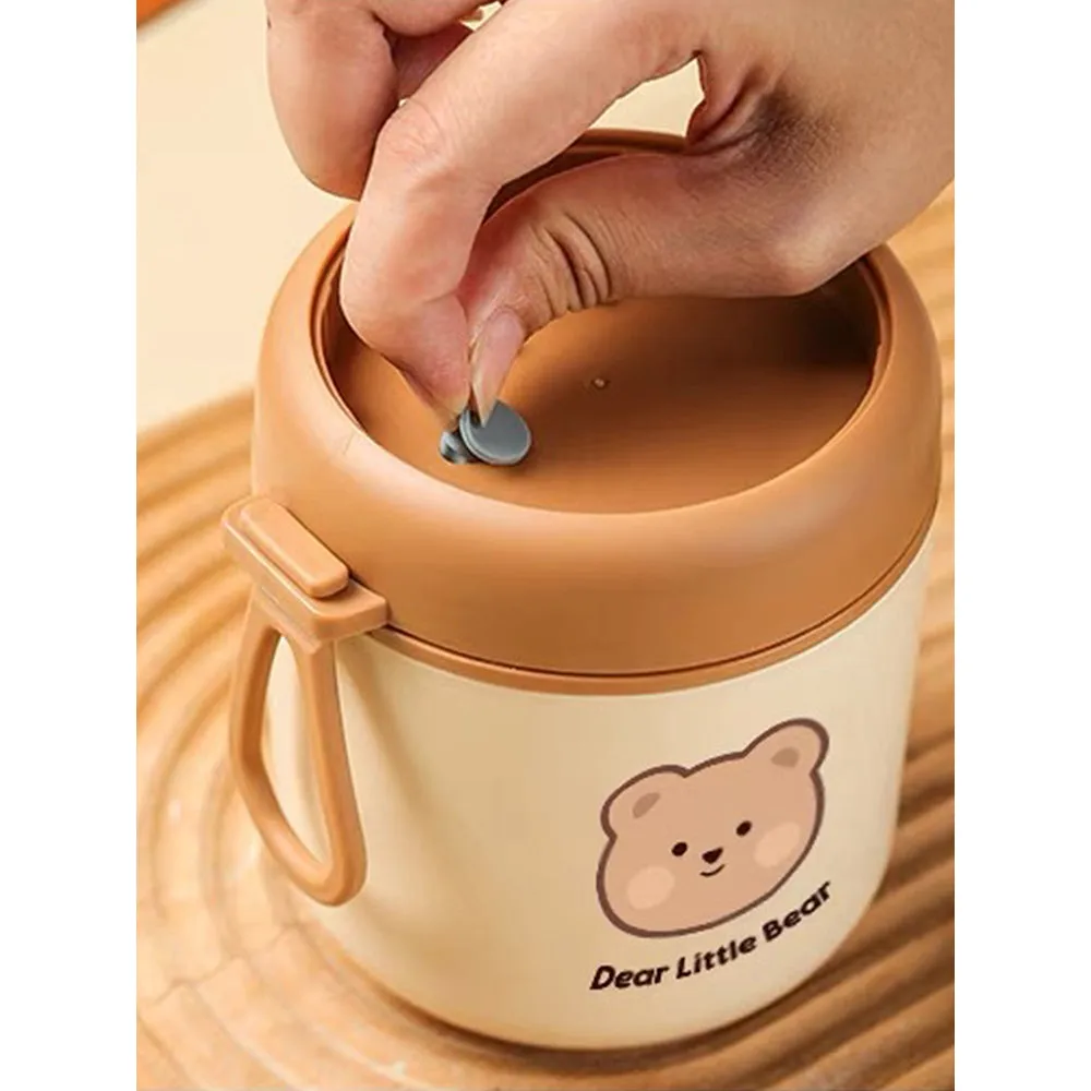 Little Surprise Box Bear , Stainless Steel Soup Box /Tiffin with Insulated Vertical Tiffin Bag with detachable Spoon for Kids and Adults.