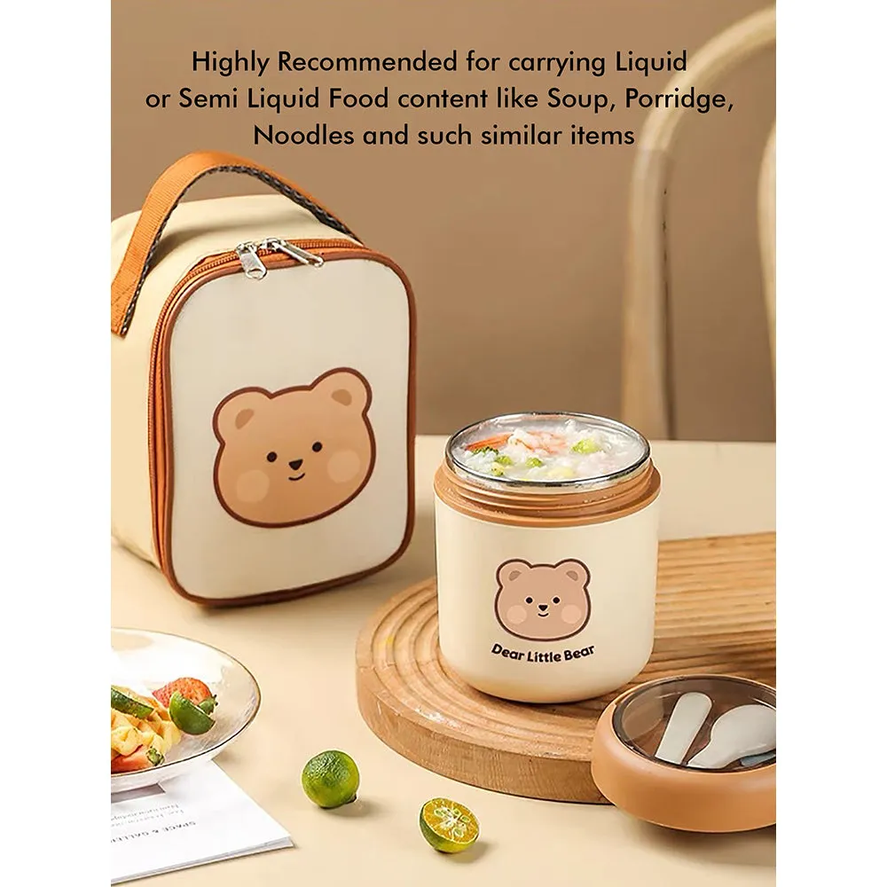 Little Surprise Box Bear , Stainless Steel Soup Box /Tiffin with Insulated Vertical Tiffin Bag with detachable Spoon for Kids and Adults.