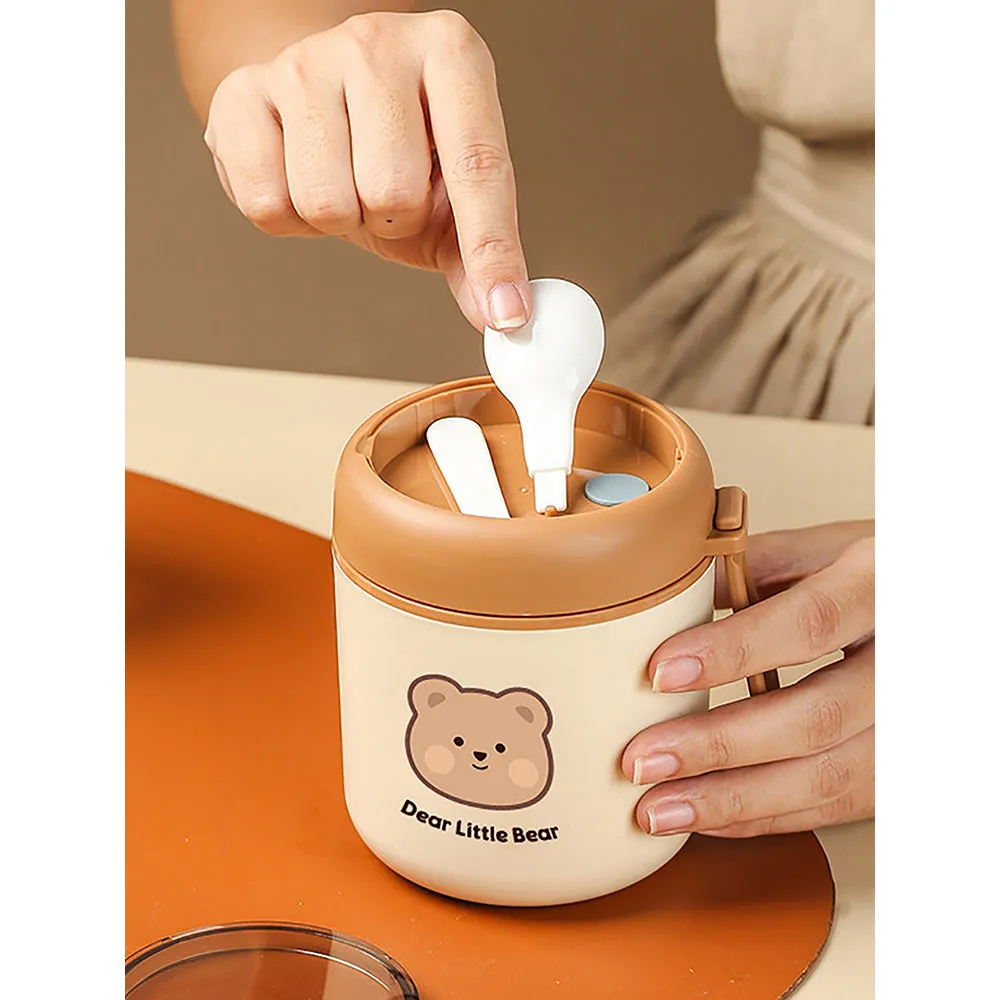 Little Surprise Box Bear , Stainless Steel Soup Box /Tiffin with Insulated Vertical Tiffin Bag with detachable Spoon for Kids and Adults.