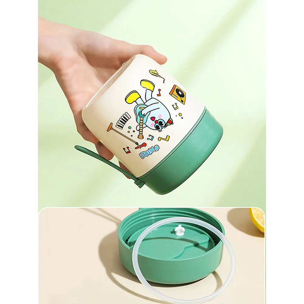 Little Surprise Box Green Rockstar theme,Stainless Steel Soup/ Salad Tiffin Box  With Insulated Vertical Tiffin Bag with detachable Spoon for Kids.