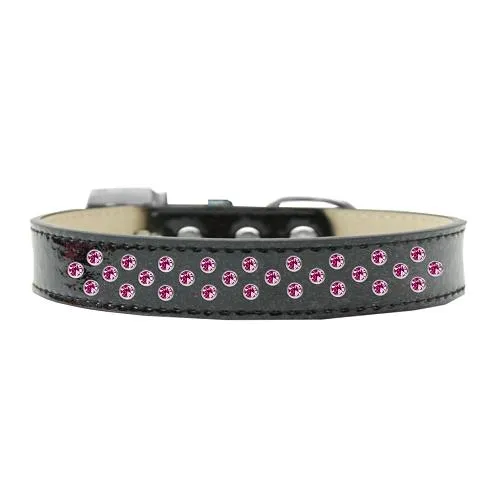 Sprinkles Ice Cream Dog Collar Bright Pink Crystals Size 12 Black