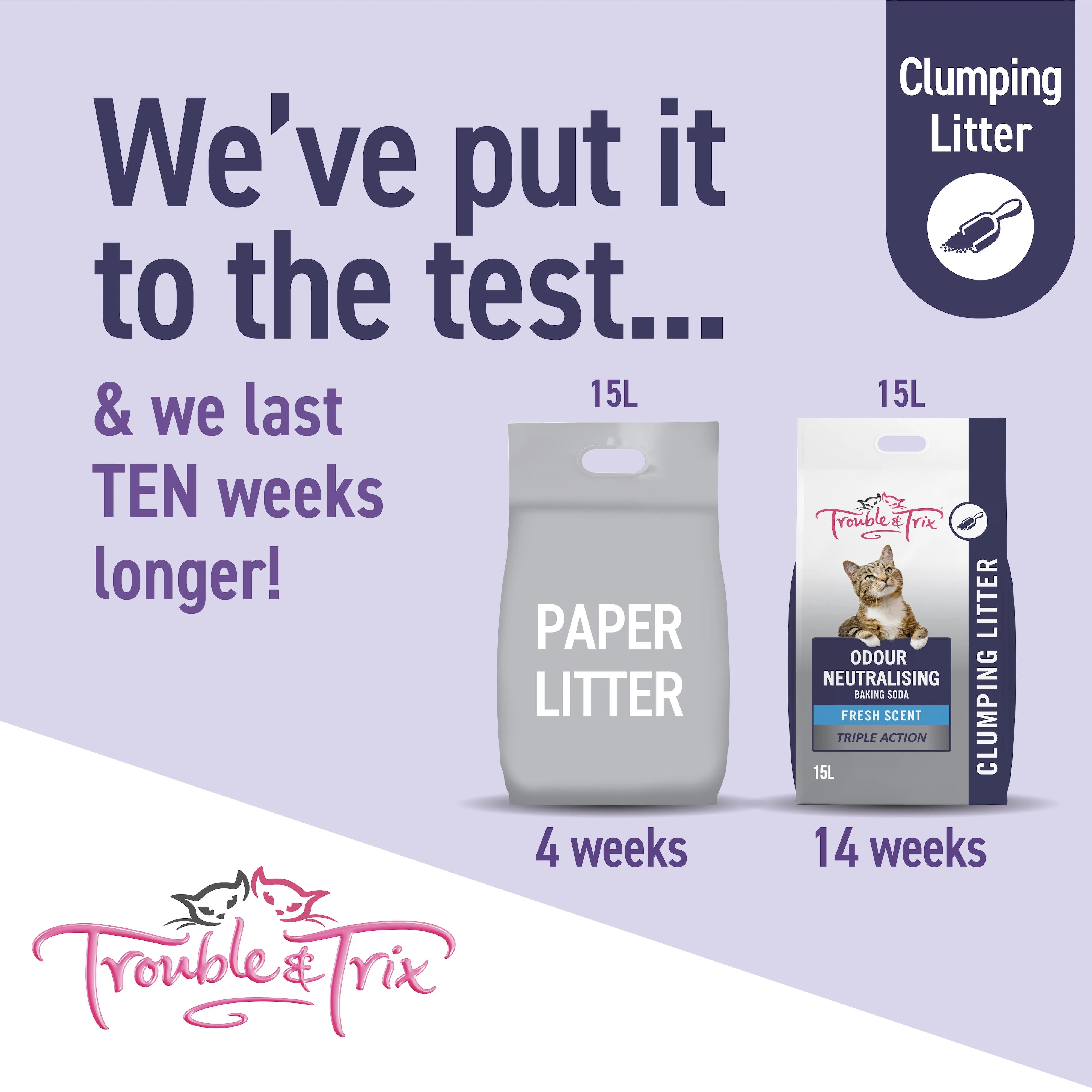 Trouble and Trix Odour Neutralising Baking Soda Clumping Cat Litter 15L/12.8kg^^^