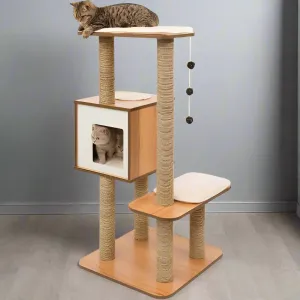 Vesper Cat Tree - Scratching Post With Condo - Walnut Furniture